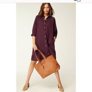 J. Jill Womens Dress Sz XL Corduroy Button Down Shirt Dress Brown Pintuck A Line